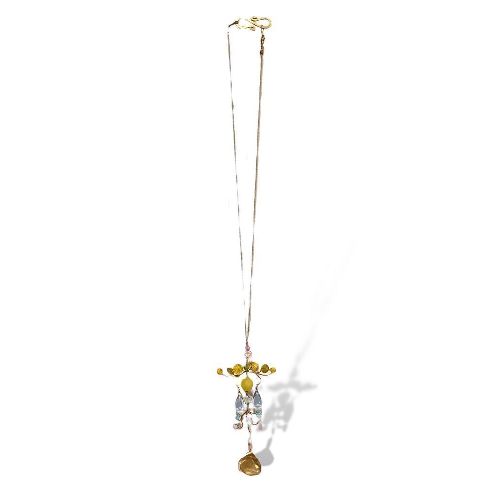 Custom Made Precious Gem Stone Abstract Necklace